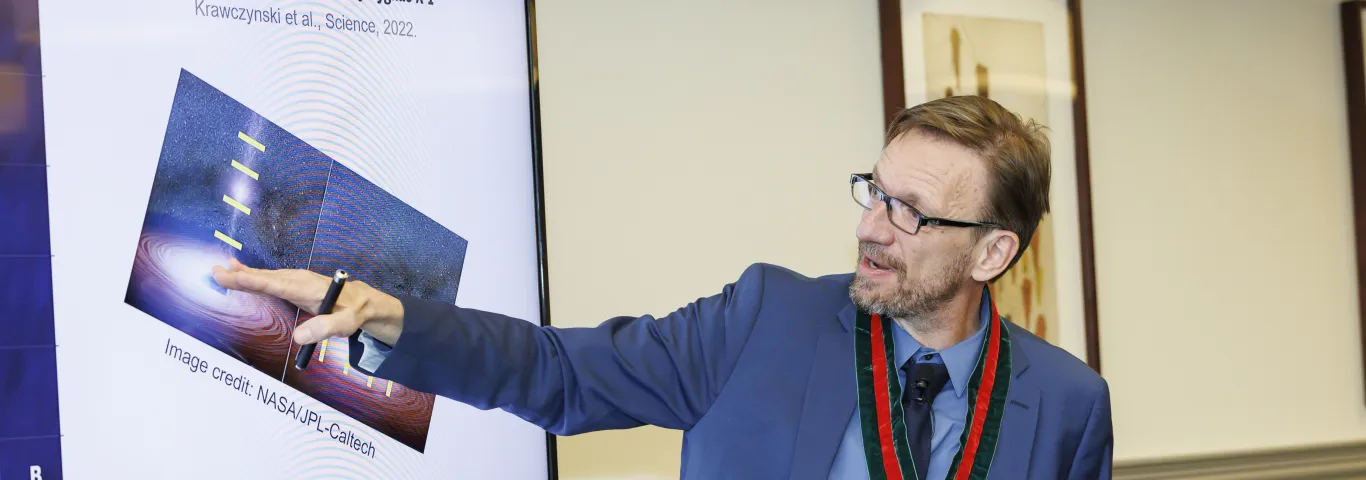 Krawczynski installed as Wilfred R. and Ann Lee Konneker Distinguished Professor of Physics