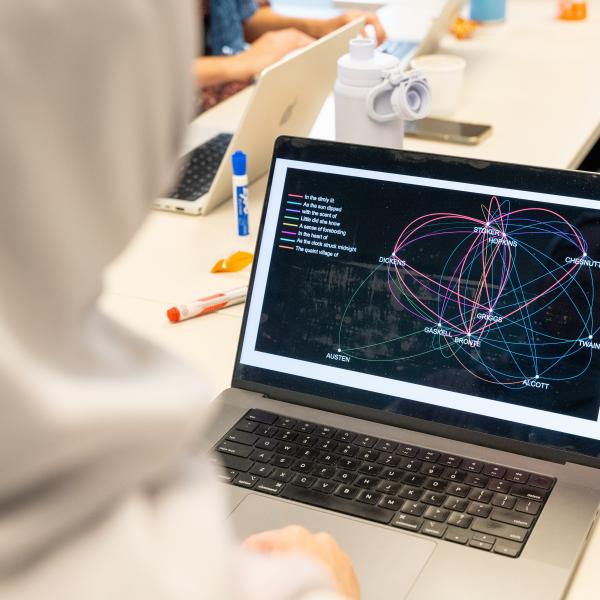 Laptop screen with graph