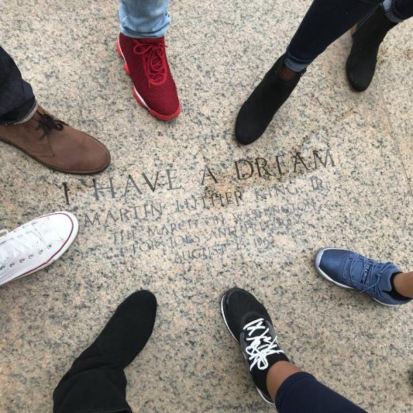 Image of students by Martin Luther King Jr. quote in D.C.