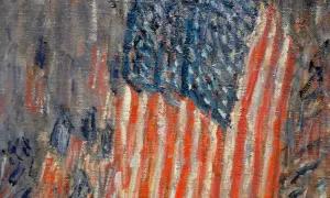 Image of Hassam's Flags on the Waldorf, a painting which hangs in the Amon Carter Museum