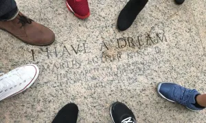 Image of students by Martin Luther King Jr. quote in D.C.