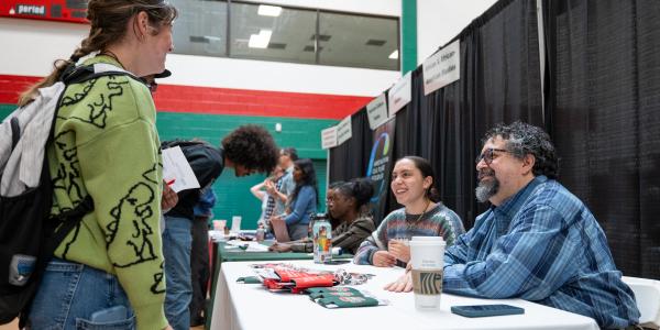 Students visit information booths at the 2024 Major-Minor Fair.