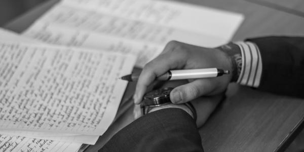 Hand with writing