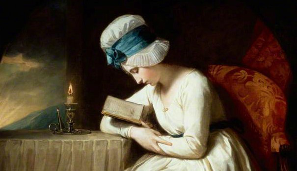 George Romney, “Serena Reading” (c. 1785)