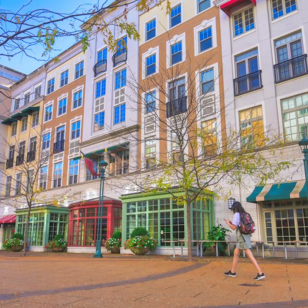 Student walks through the South 40.
