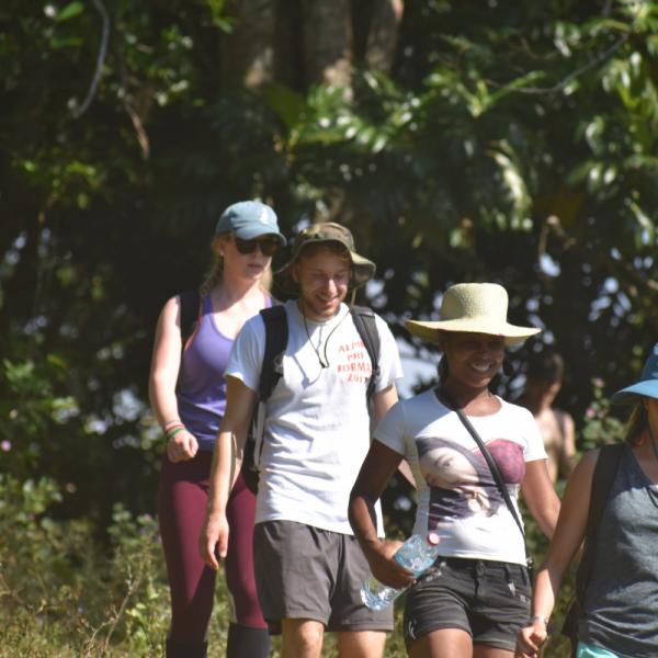 Students on a trail