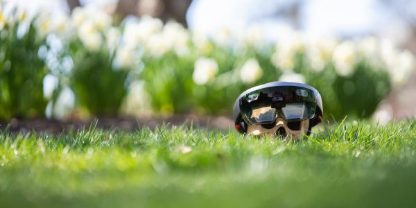 Yorick's skull wearing the HoloLens glasses