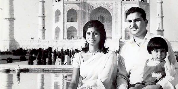 Meenakshi Wadhwa (age 2) with her mother, Asha, and father, Jawahar, at the Taj Mahal in Agra, India.