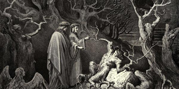 Artwork by Gustave Doré depicting the Inferno, Canto 13