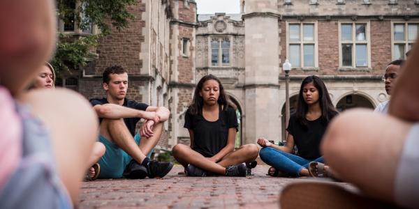 Students meditate