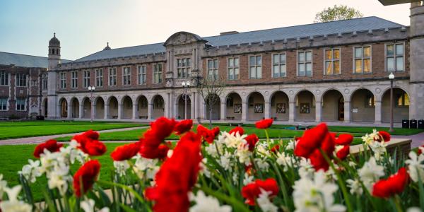 Ridgley Hall with flowers