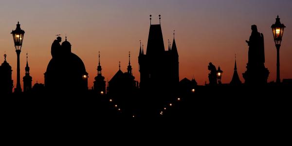 Prague skyline at dawn