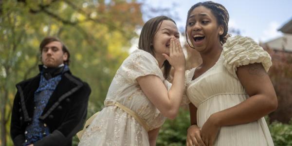 WashU students rehearsing for the production of Pride and Prejudice 